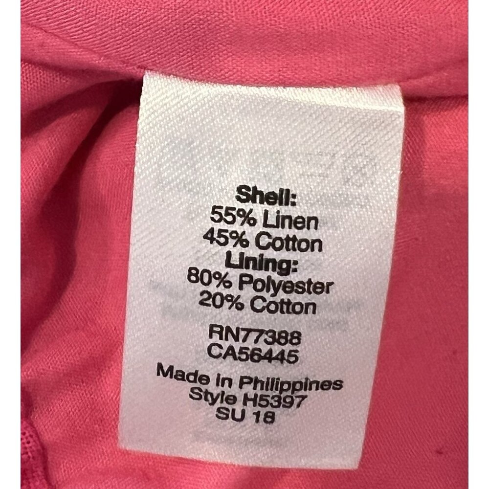 J. Crew Women’s Linen Mini Skirt Hot Pink Size 16 Scalloped Hem Elastic Waist - Picture 6 of 9
